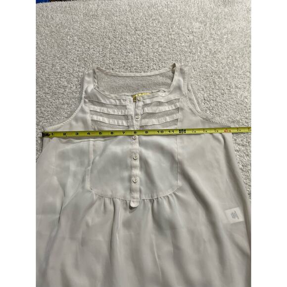 Vera Wang Princess Womens Sz Small Sheer Sleeveless Shell Scoop Neck Top Cream - Picture 3 of 7